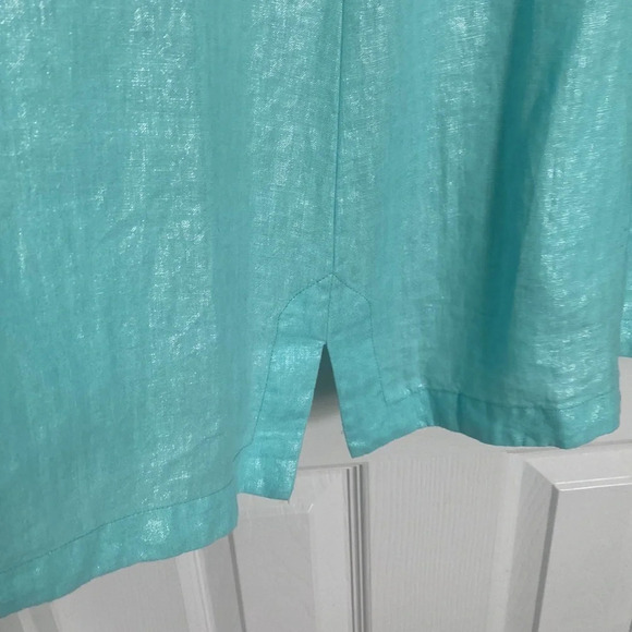 Elliott Lauren Open Jacket in Sky Blue 100%Linen Size 10 - Picture 8 of 12